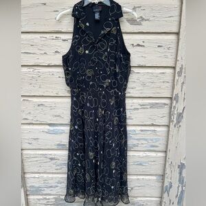 Vintage Scarlet Op Art To Wear 90s Y2K Sleeveless Fairycore Flowy Midi Dress 10